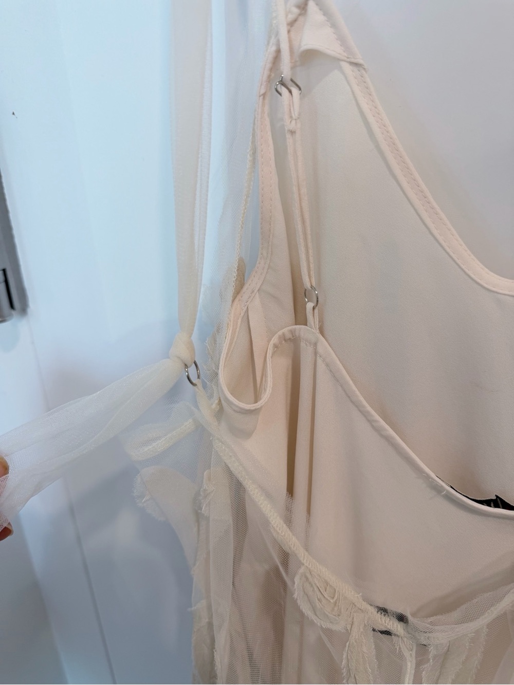 [sold out] Eliou Paula Dress - Cream Floral Appliqué Maxi Slip Dress with V-Neck - Picture 7 of 9
